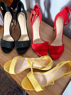 Bundle— read description! ALDO Women's Heeled Sandals in Black, Red, and Yellow